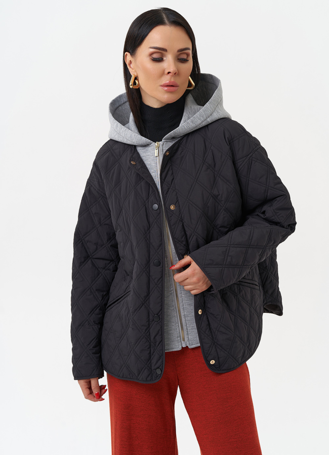 Женская куртка со съемным трикотажным капюшоном модель № 30044 меха малина