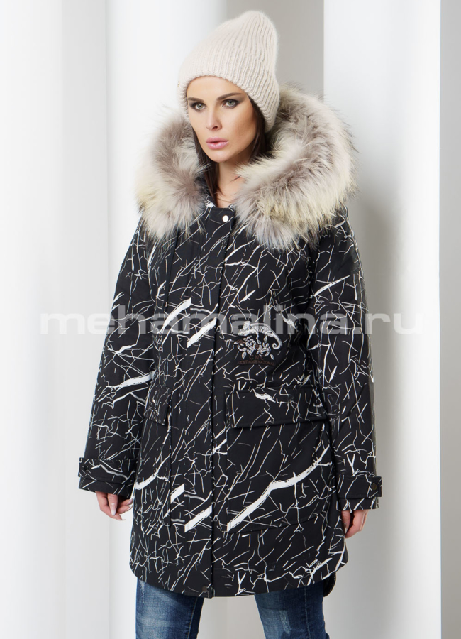 Парка меховая  модель № П-169 меха малина