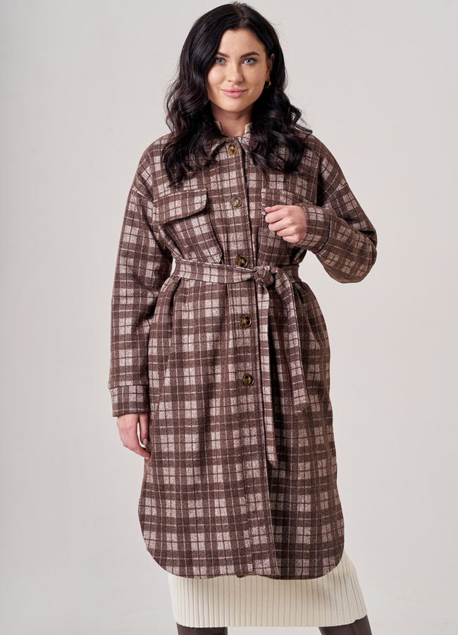 Женское полупальто-рубашка модель № 02 меха малина