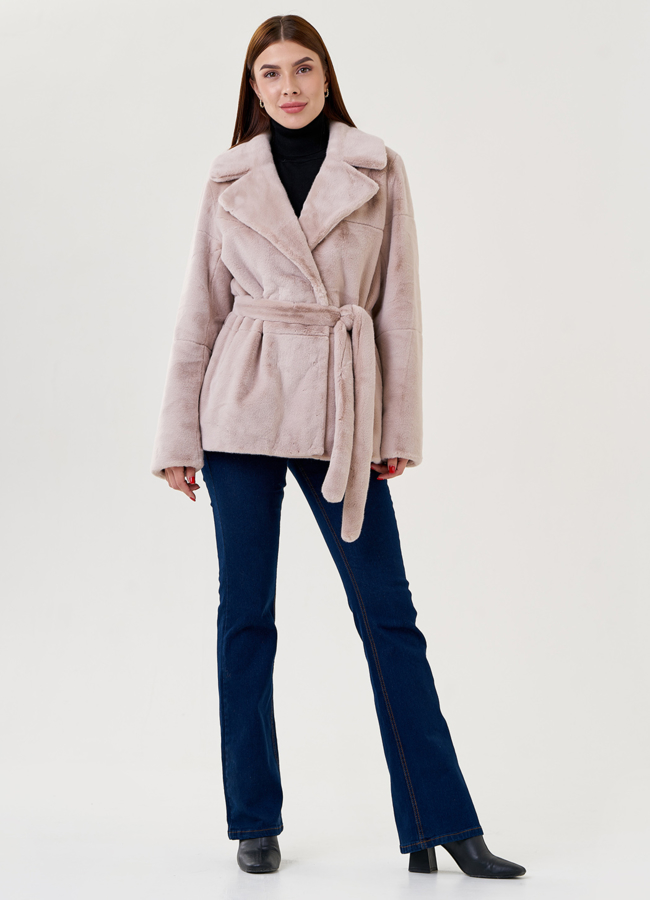 Женская куртка из искусственного меха с английским воротником  модель № 23538 в кредит