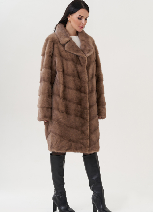 Шуба из норки с английский воротником  модель № 25754 универмаг малина