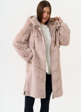 Женская шуба из эко меха с капюшоном Женская шуба из эко меха с капюшоном