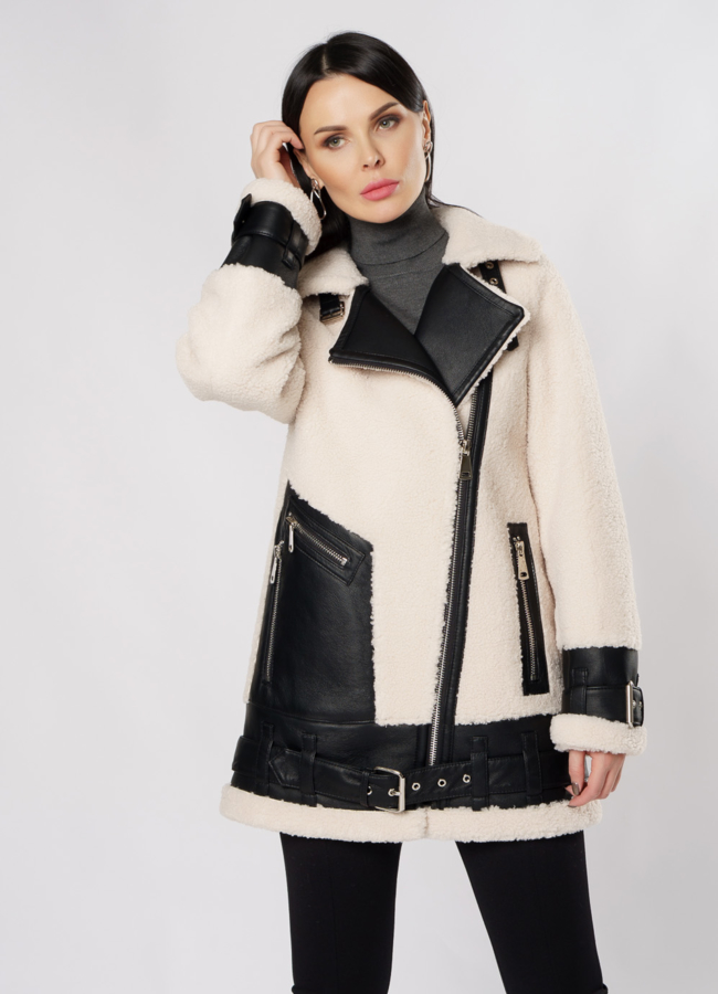 Дубленка пилот из эко кожи модель № 18994 универмаг малина