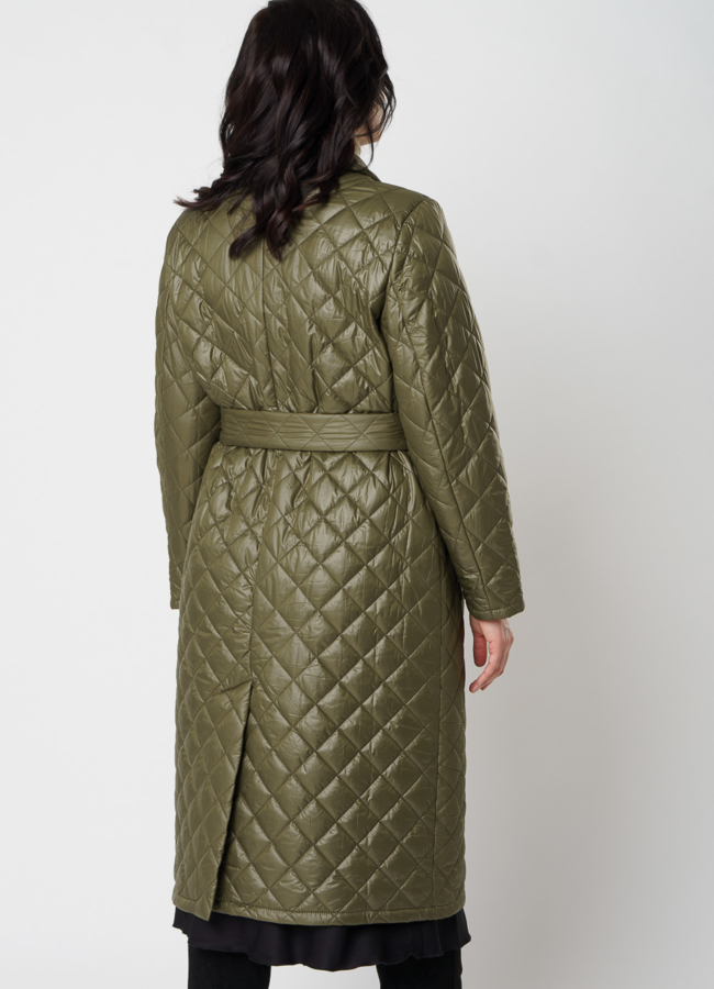 Женское демиезонное пальто зеленого цвета модель № 46 универмаг малина