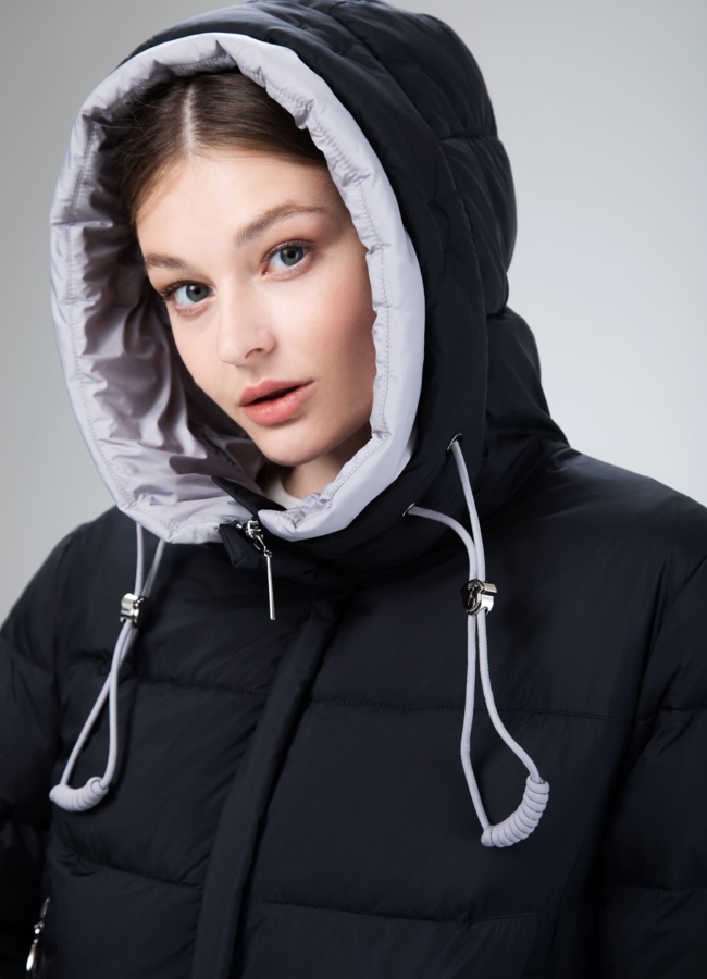 Женский пуховик с капюшоном  модель № 25517 универмаг малина