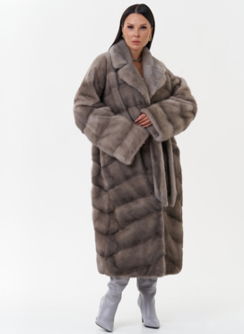 Шуба из скандинавской норки с поясом