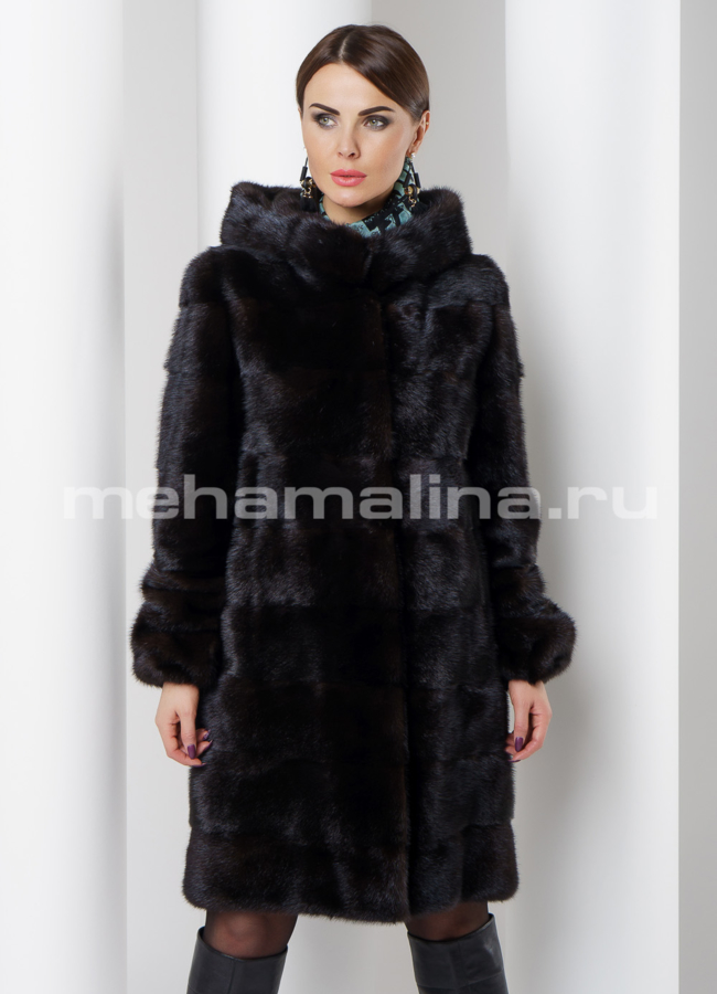 Шуба с капюшоном модель № S-525 универмаг малина