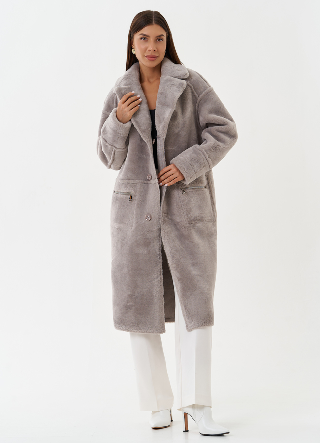 Двухсторонняя эко дубленка с английским воротником модель № 27774 универмаг малина