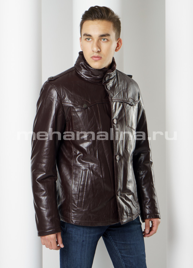 Эко дубленка  модель № DM-118 меха малина