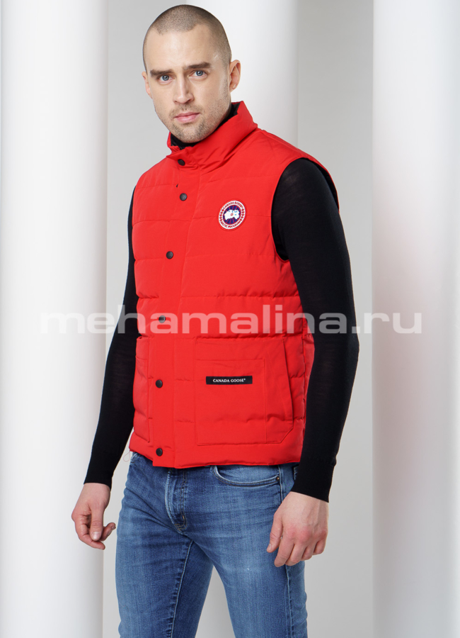 Мужской жилет модель № KP-226 меха малина