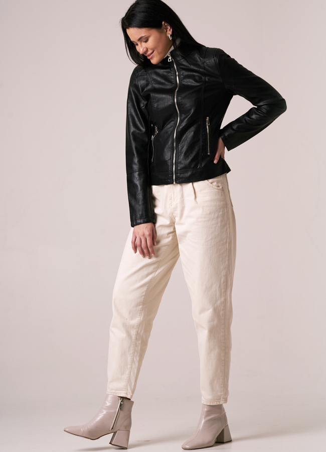 Кожаная куртка на молнии в черном цвете модель № 03 универмаг малина