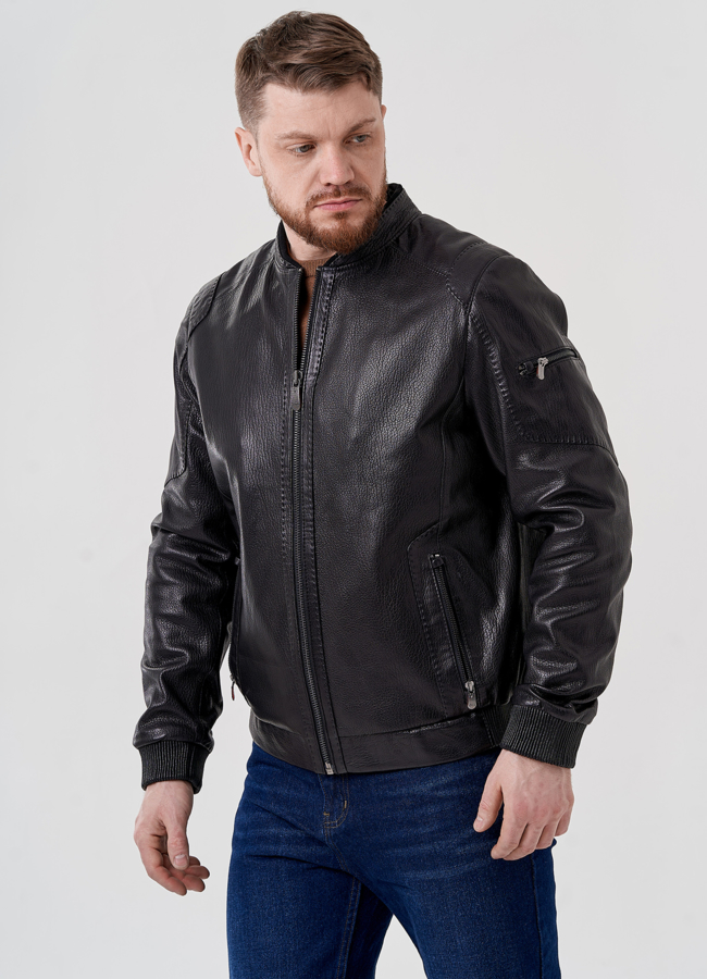 Куртка бомбер черного цвета  модель № 24398 универмаг малина