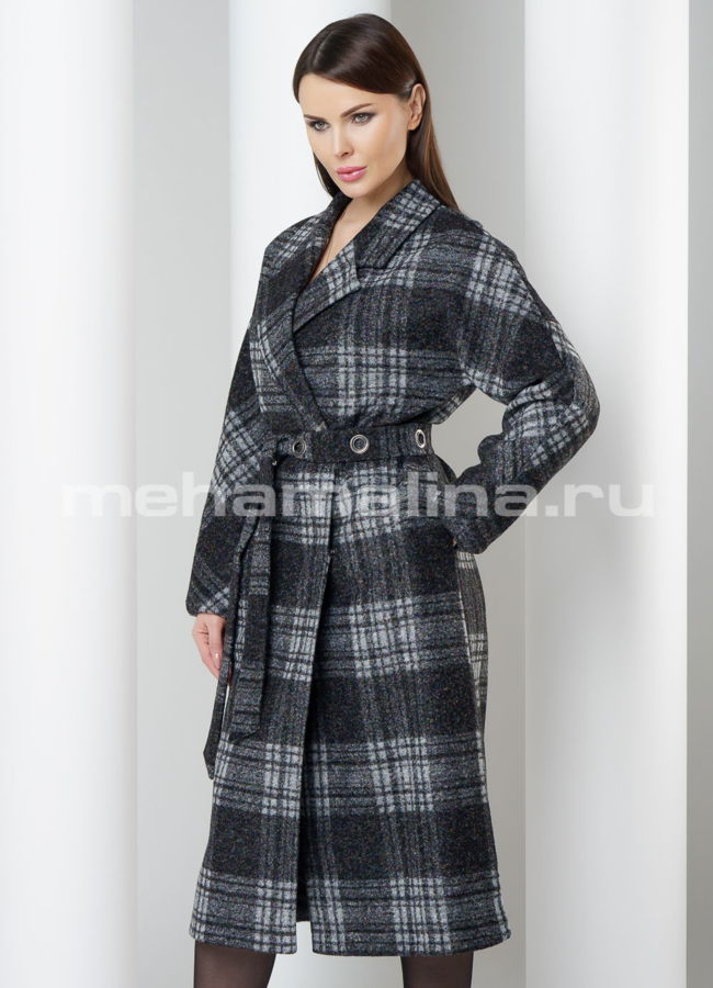 Пальто в клетку  модель № BP-146 универмаг малина