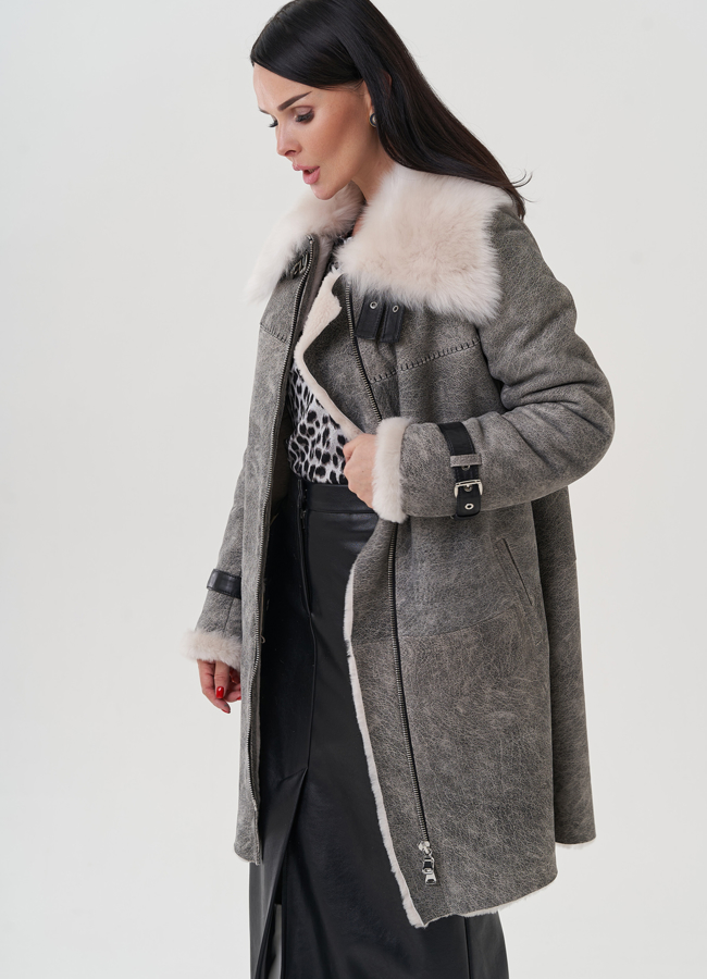 Женская дубленка  модель № 25630 универмаг малина