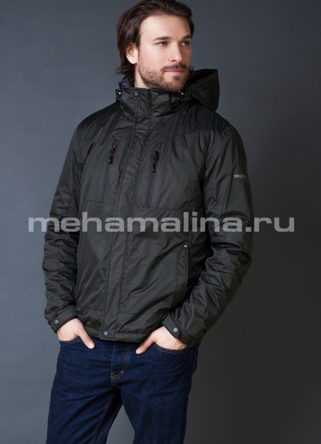 Мужская куртка модель № PK-228 меха малина