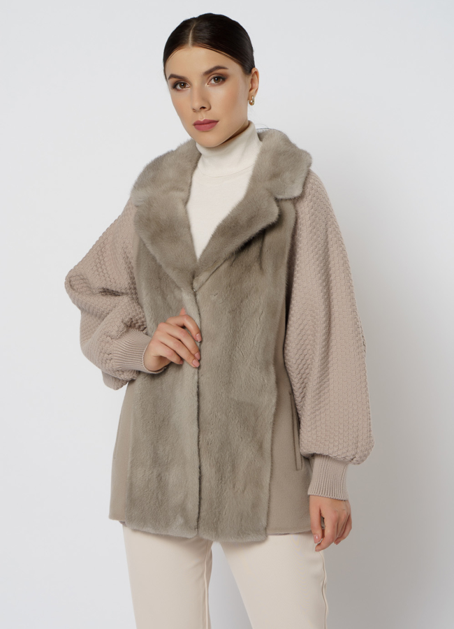 Кардиган с мехом модель № 2021-1 меха малина