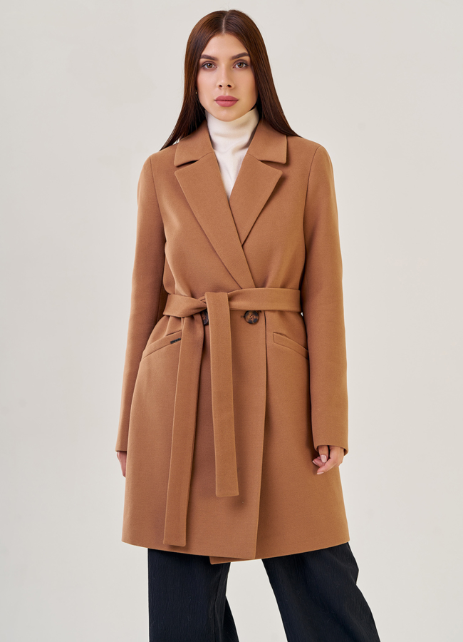 Женское пальто в цвете кэмел модель № 23177 универмаг малина