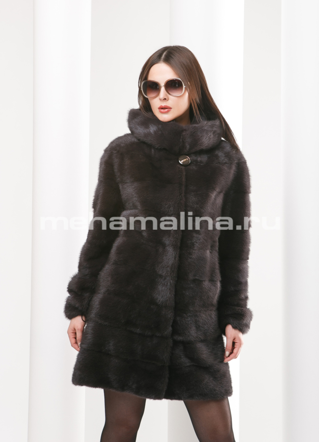 Шуба из норки модель № S-494 меха малина