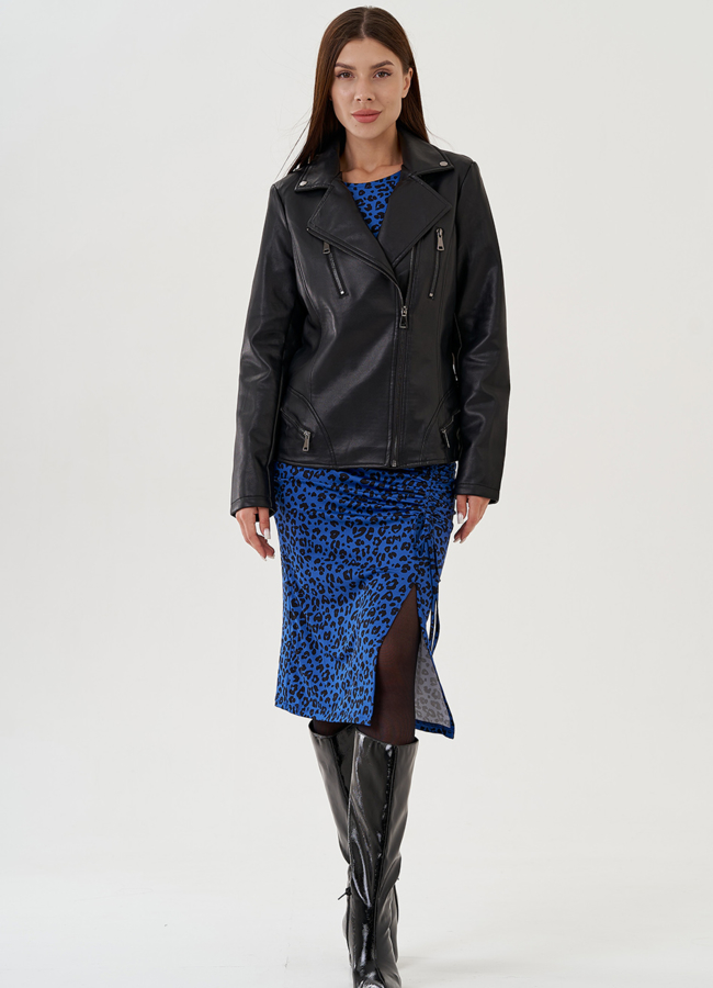 фото Куртка из эко кожи в черном цвете модель № 81461