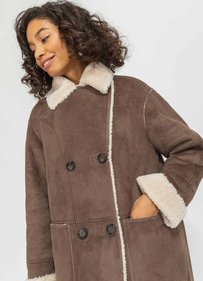 Женская дубленка из искусственного меха модель № 23611 универмаг малина