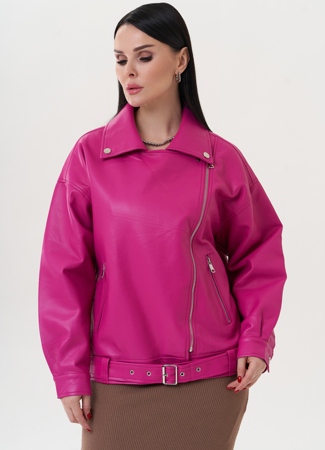 Куртка розового цвета из эко кожи модель № 26788 универмаг малина