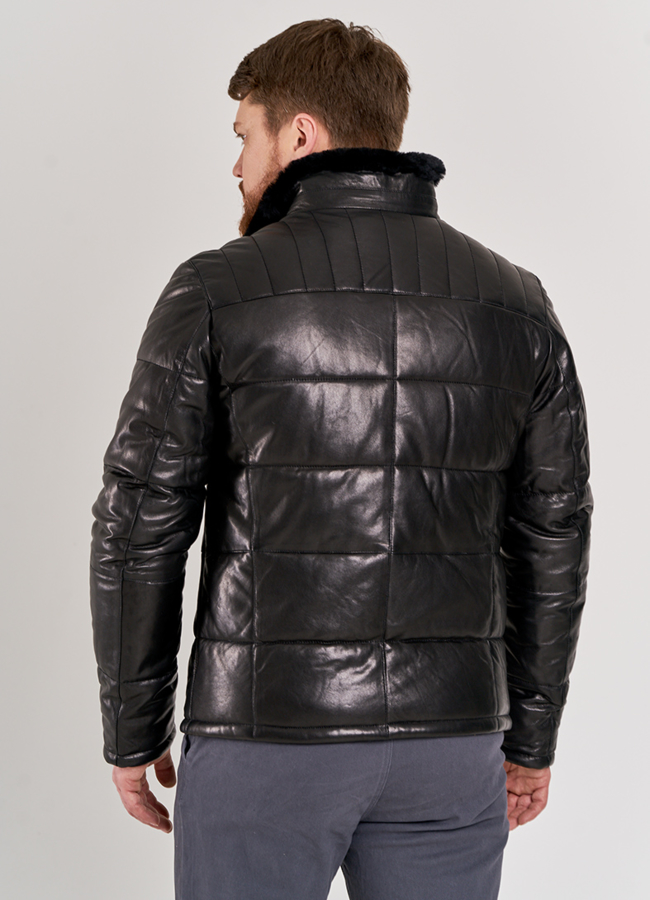 Мужская зимняя куртка из натуральной кожи модель № П-504 в кредит