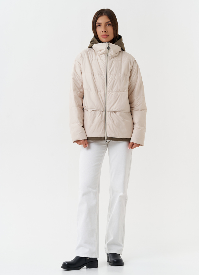 Женская куртка со съемной манишкой модель № 27869 меха малина