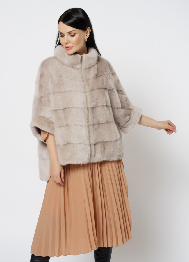 Пончо из норки на молнии модель № 1215 универмаг малина