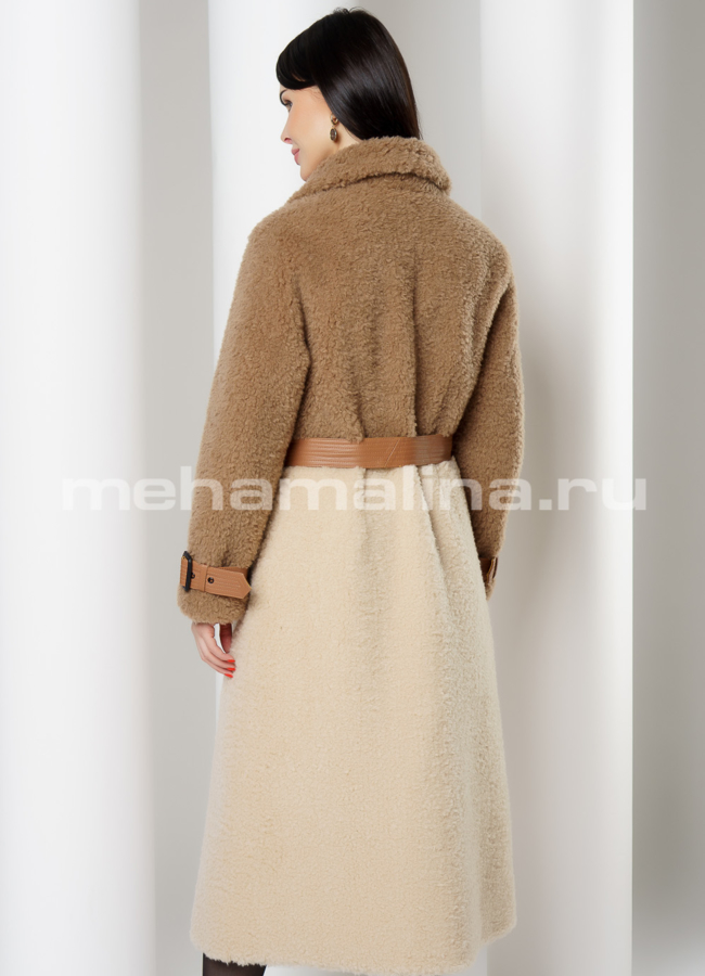 фото Искусственная шуба с поясом модель № K88621Y