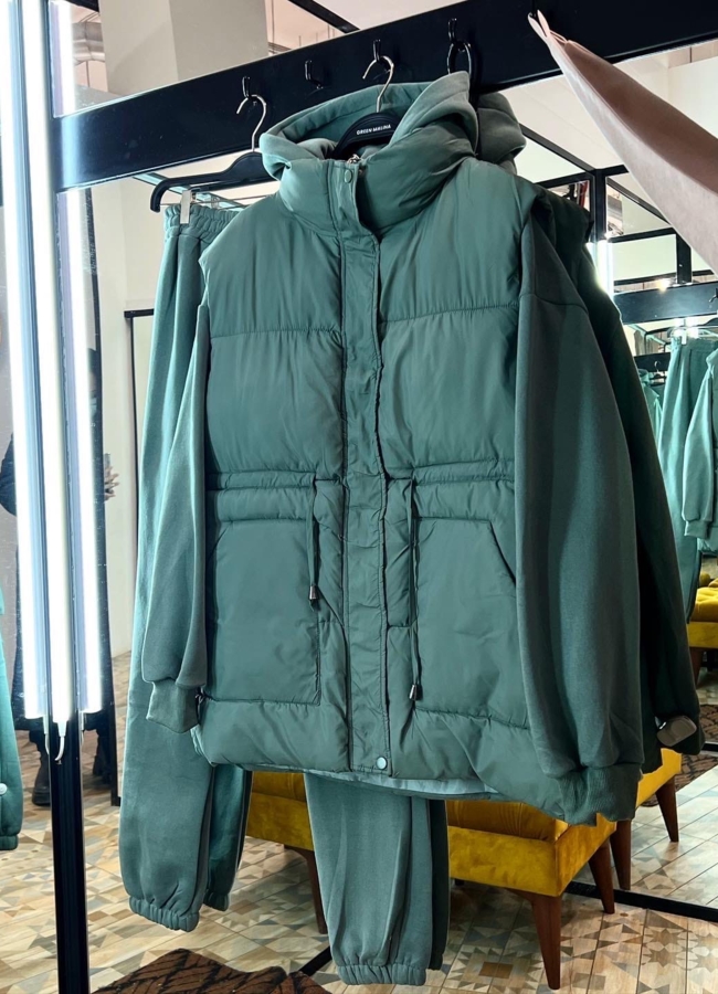 Костюм женский - худи , брюки + жилетка модель № 07  универмаг малина