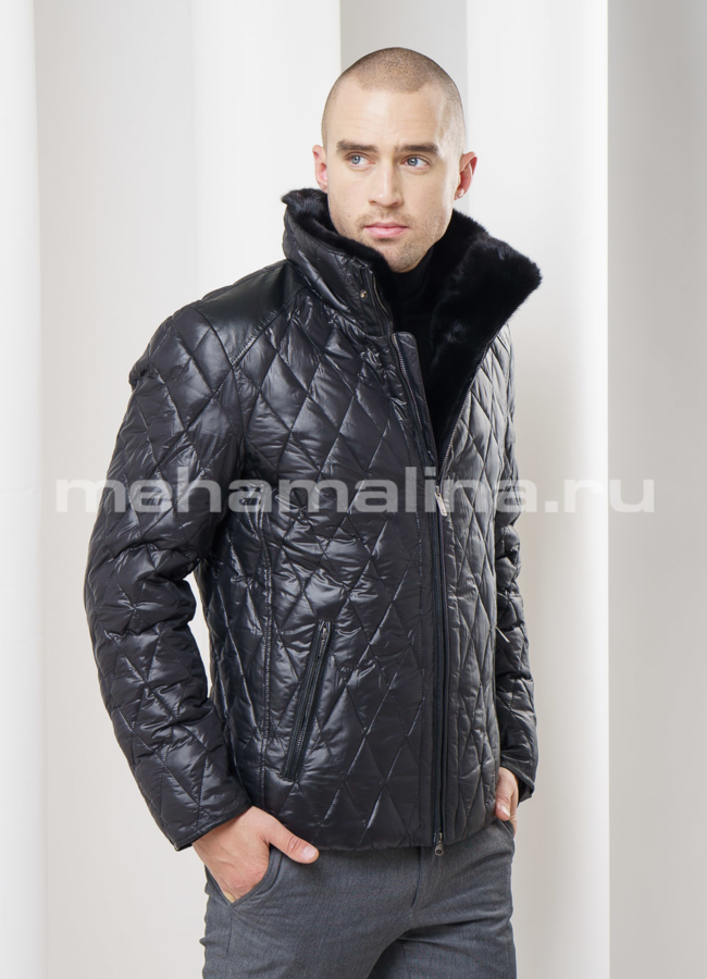 фото Куртка черного цвета на молнии модель № KM-7