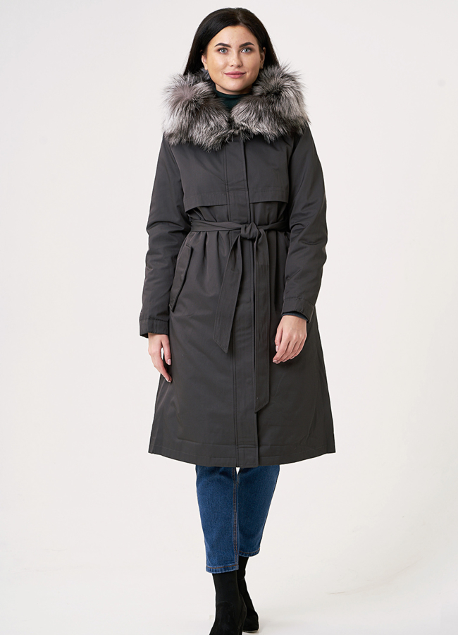 Женская парка со съемным мехом модель № 18089 в рассрочку