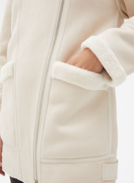 Женская удлиненная дубленка из эко кожи