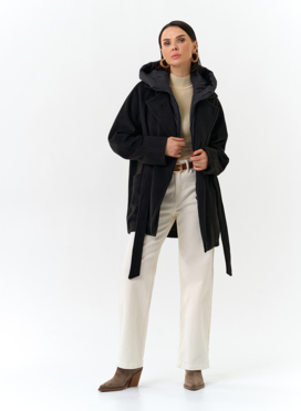 Женское пальто со съемный капюшоном