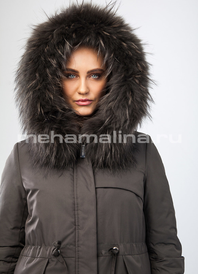 Тканевый пуховик-парка модель № П-193 в кредит