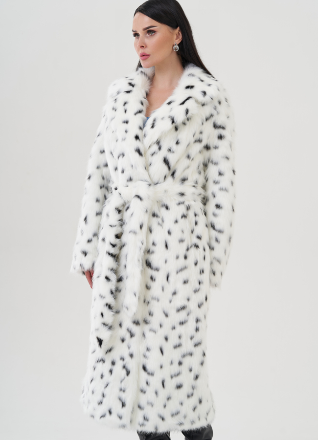 фото Пальто из эко меха с анималистичным принтом модель № 24910