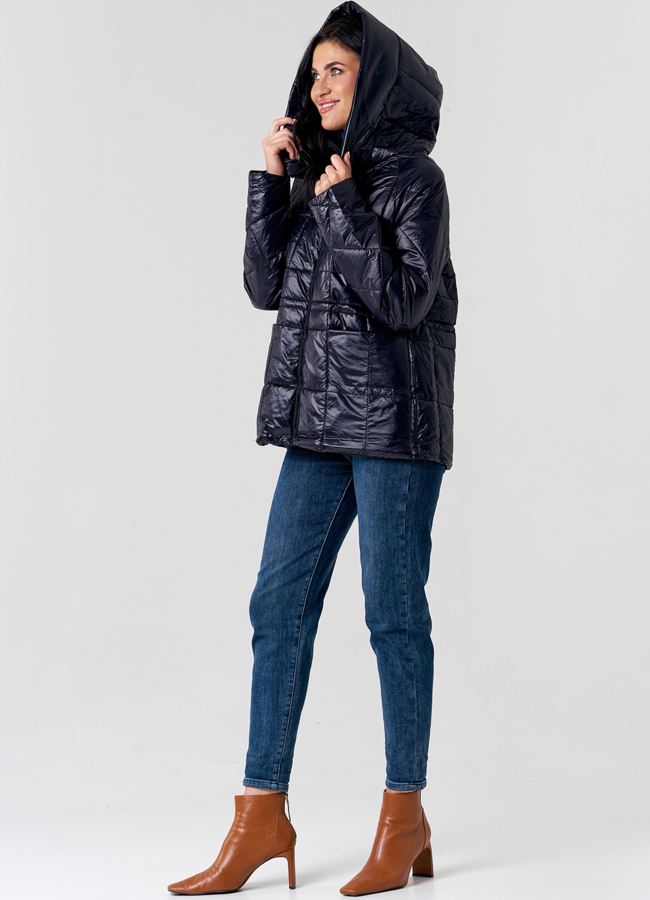 Утепленная куртка черного цвета модель № 21577 в рассрочку