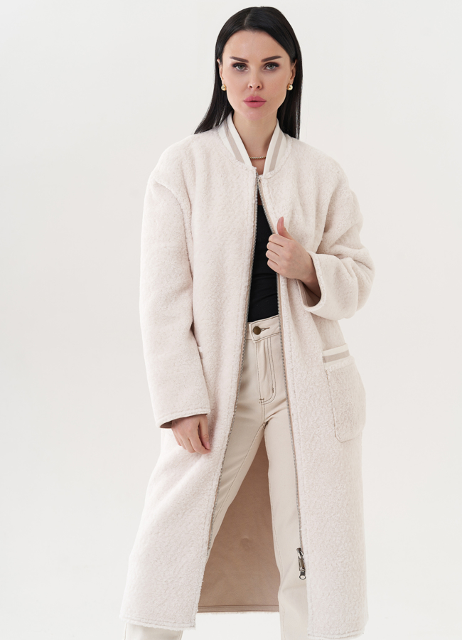 Светлая двухсторонняя эко дубленка 