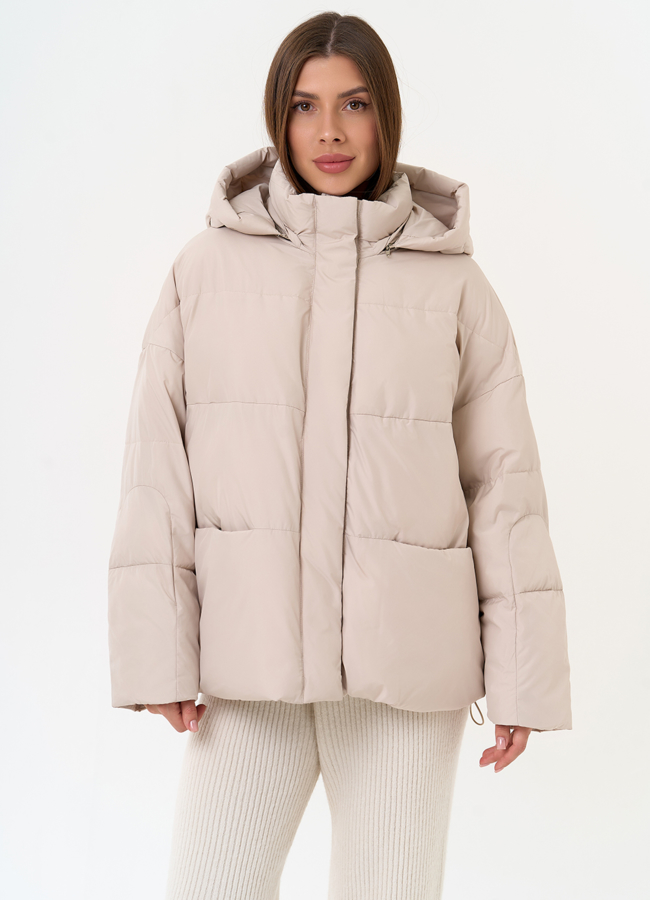 Женский короткий пуховик с капюшоном модель № 31587 меха малина Женский короткий пуховик с капюшоном модель № 31587 меха малина