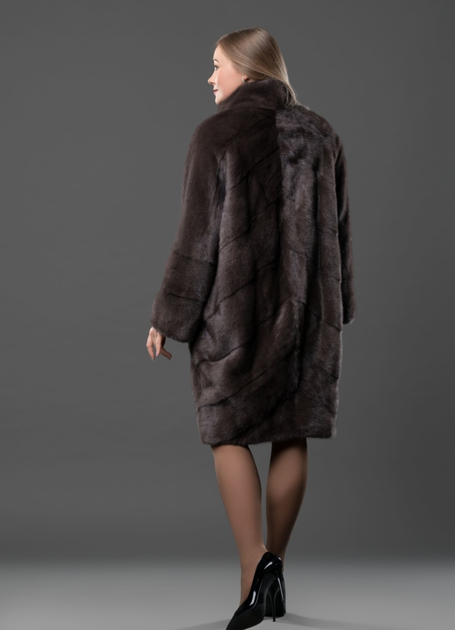 фото Шуба из норки в цвете капучино модель № S-775