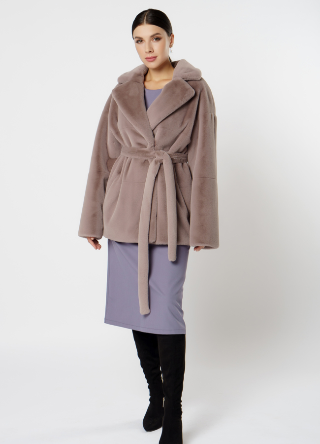 фото Эко шуба серого цвета  модель № 17839