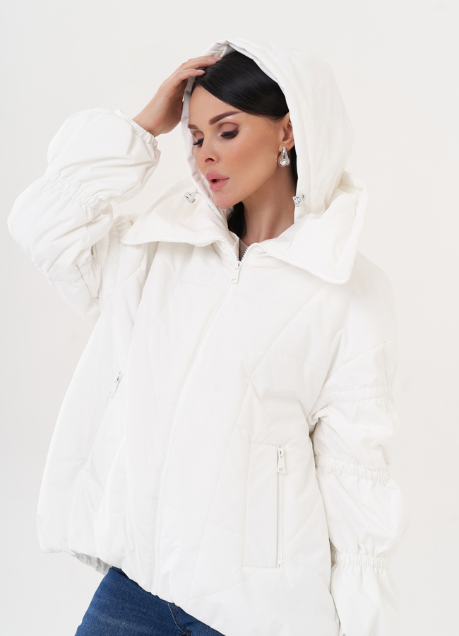 Куртка оверсайз белого цвета модель № 27013 универмаг малина