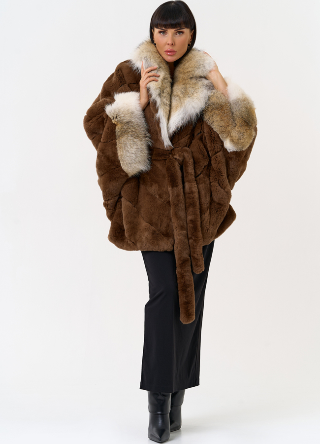 Шуба из кролика с отделкой из меха койота модель № 31680 в рассрочку Шуба из кролика с отделкой из меха койота модель № 31680 в рассрочку