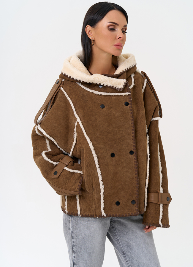 Натуральная дубленка в этническом стиле модель № 31362 универмаг малина