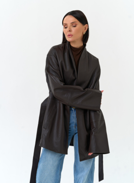 Женский жакет кимоно из натуральной кожи