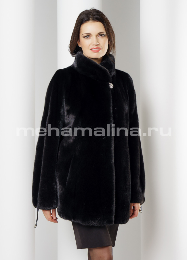 Норковая шуба модель № S-654 меха малина