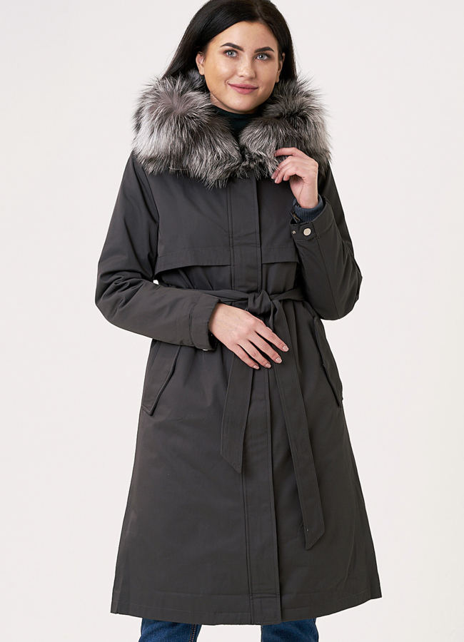 Женская парка со съемным мехом модель № 18089 меха малина