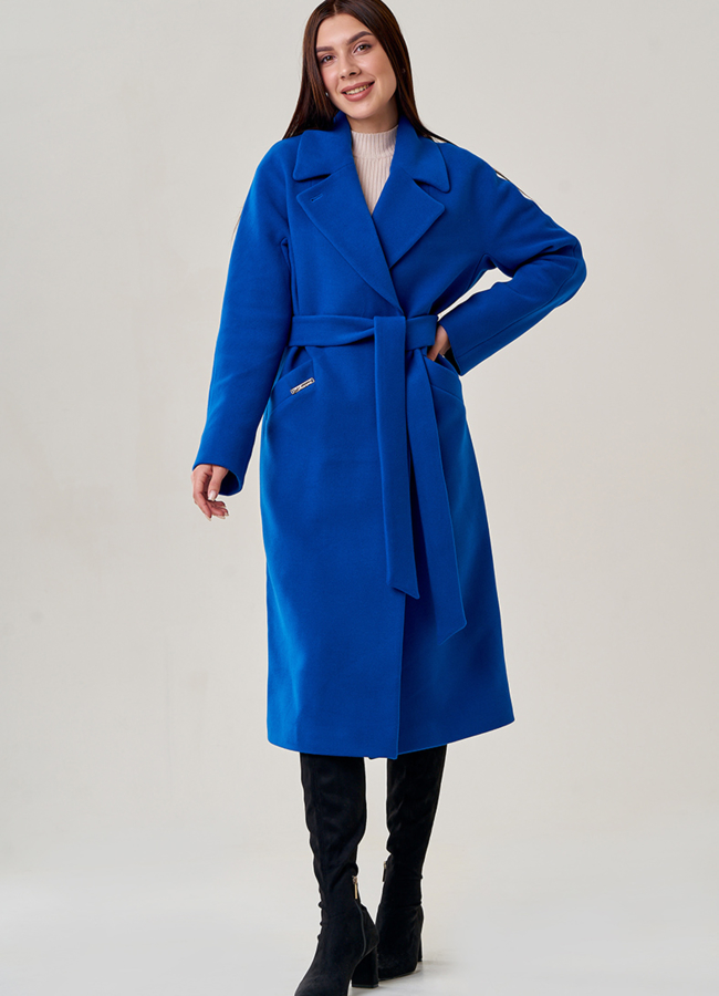 Женское пальто в цвете ультрамарин модель № 23126 универмаг малина