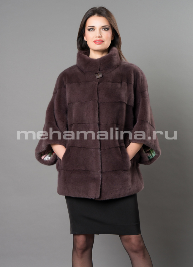 Норковая шуба модель № S-668 меха малина