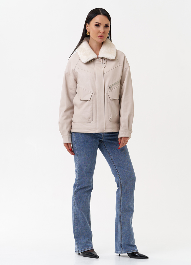 Демисезонная куртка из эко материалов модель № 2180 универмаг малина